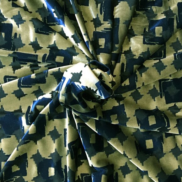 Brush Squares Design See Thru Burnout Velvet Stretch Fabric Rust/Sage L-667 Q/R - Picture 6 of 10